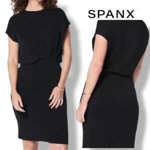 NWT Spanx AirEssentials Gathered Waist Dress Very Black Size Small